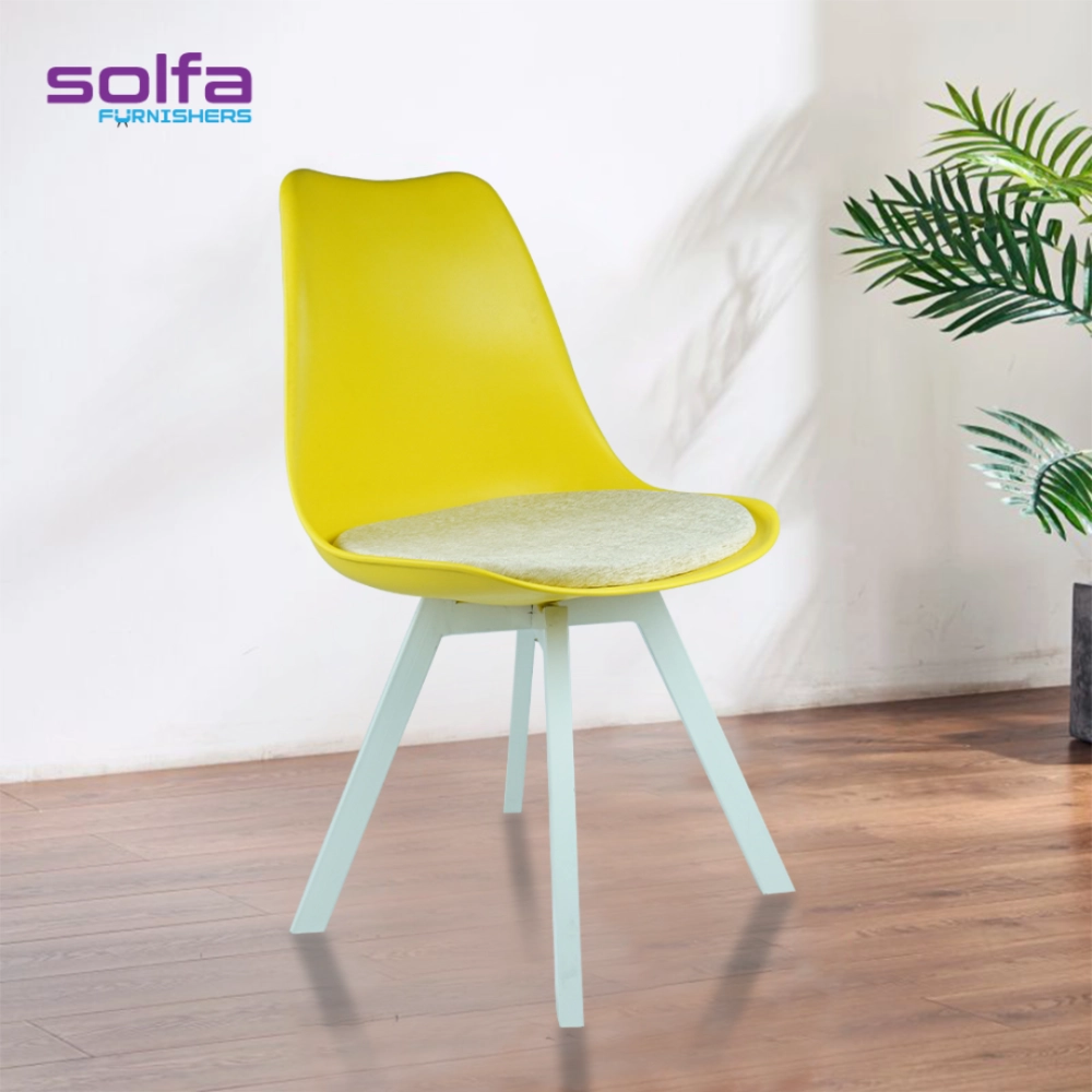 Heavy Duty Tulip Chair White Stand - Yellow